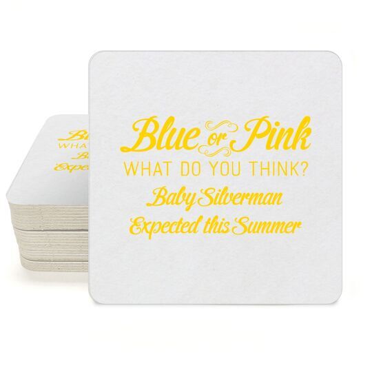 Blue or Pink Shower Square Coasters